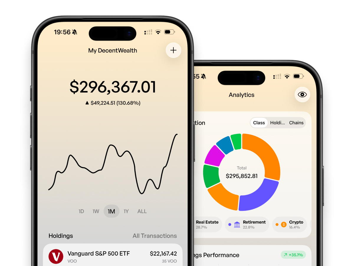 DecentWealth portfolio tracker on iPhone
