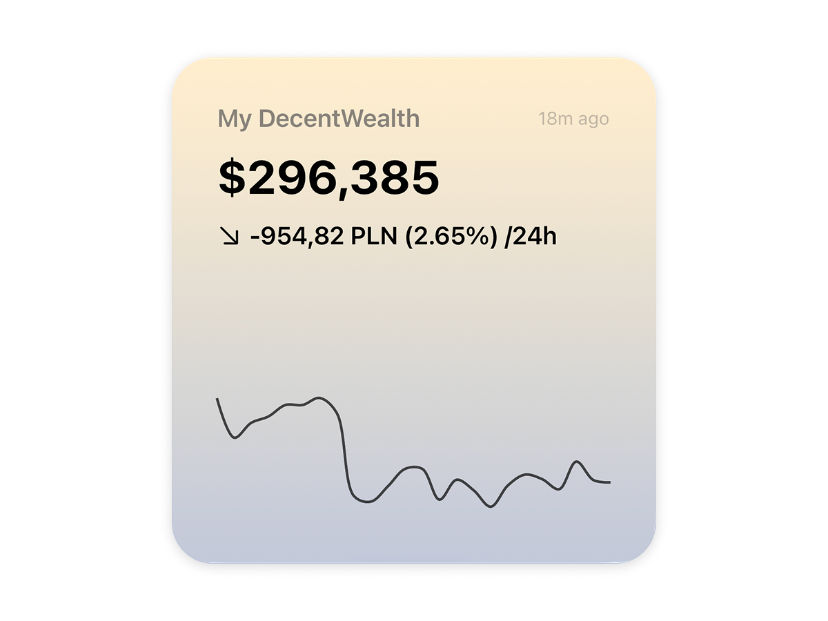 DecentWealth home screen widget showing portfolio value